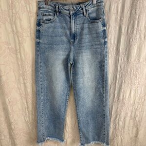 Hidden LA Woman’s High Waisted Light Wash Flare Frayed Hem Denim Jean Size 29